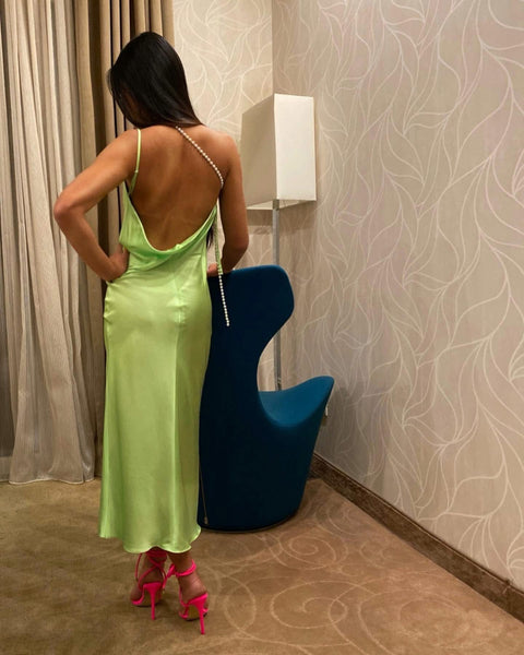 La Femme Midi Cowl Neck Dress