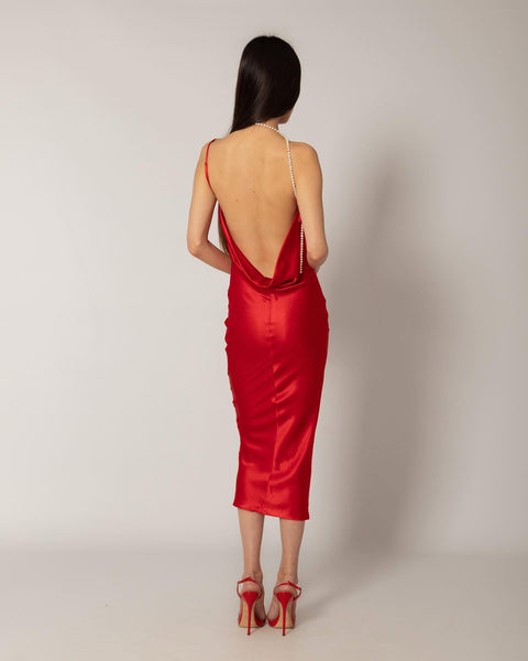 Midi La Femme cowl neck dress